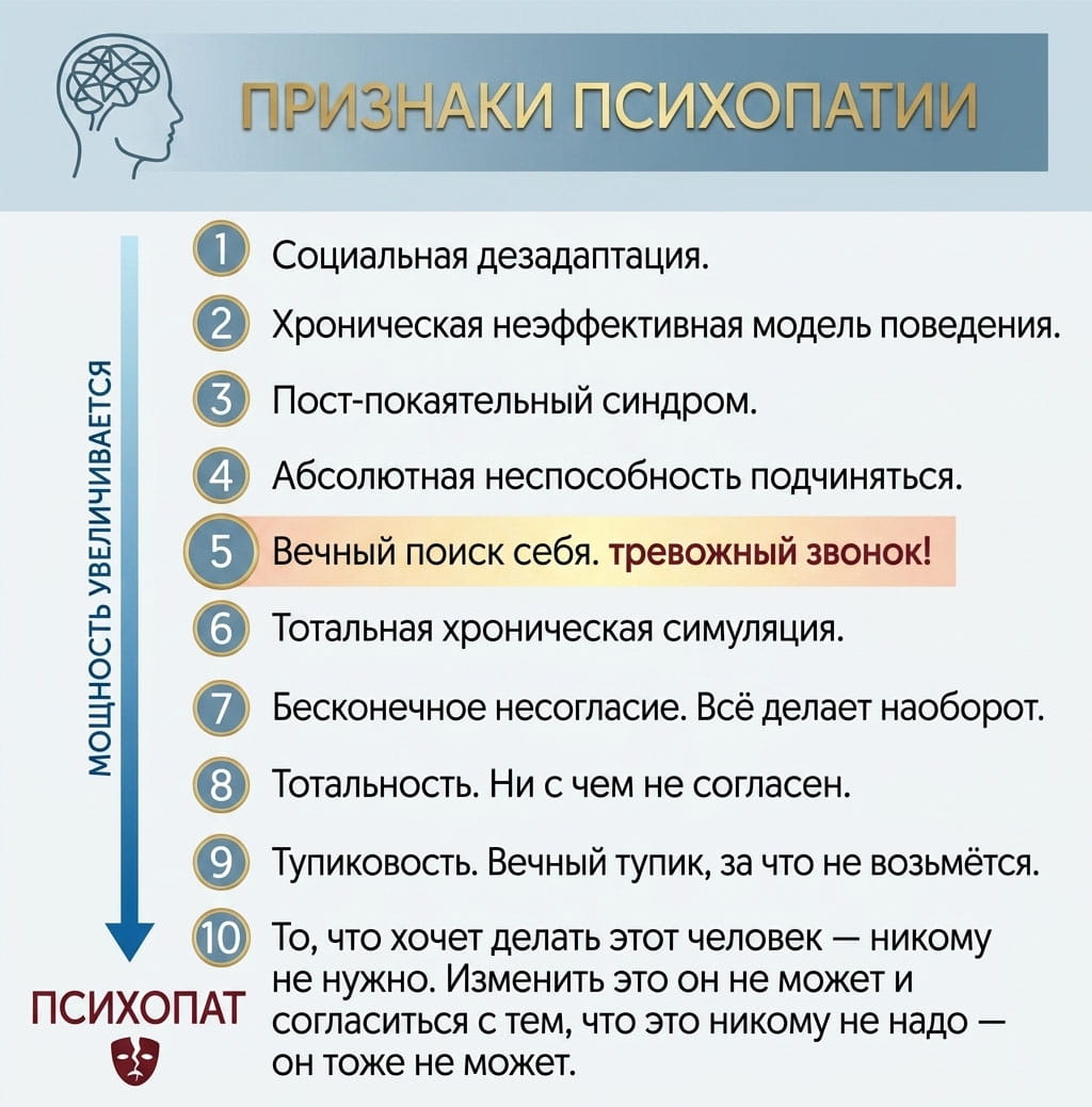 Инфографика: Признаки психопатии